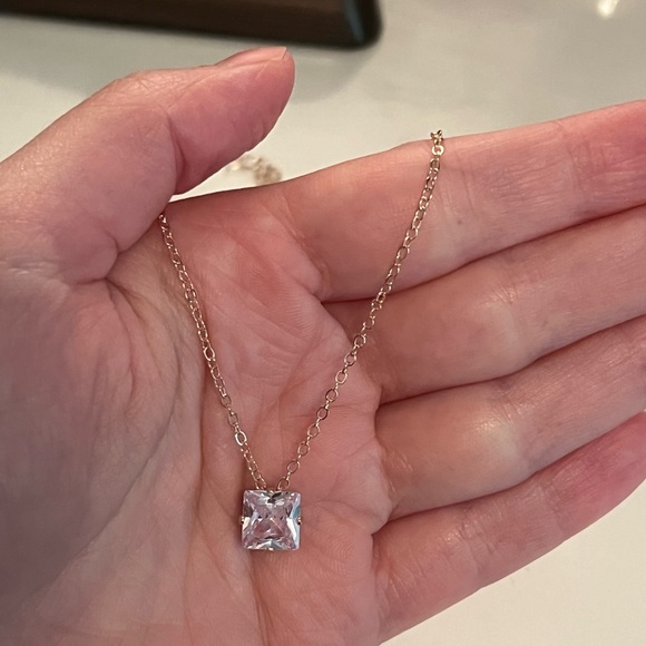 Gold Solitaire Pendant Necklace - Picture 5 of 5